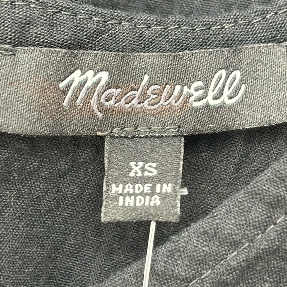 Madewell Smocked-Waist Midi Dress in True Black Seersucker size XS NWT NP123 - Picture 7 of 12